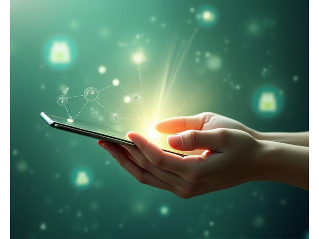 Illustration of a safe, inclusive digital space with hands gently holding a tablet, symbolizing support, privacy, and clear community guidelines.