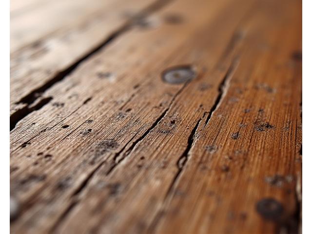 A close-up shot of reclaimed timber grain, showing rich textures and natural imperfections, emphasizing its history and durability.