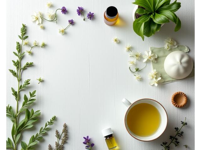 A beautifully arranged collection of 'Spring Renewal' themed eco-friendly products including a seed packet, beeswax wrap, and a ceramic mug, bathed in soft, natural light.